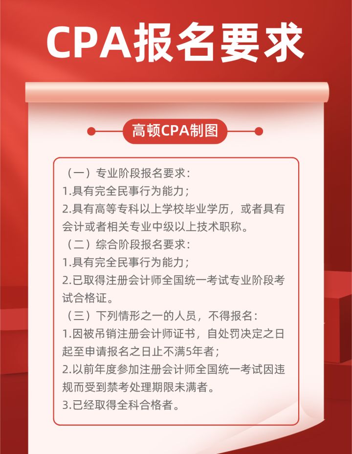 CPA报名条件要求